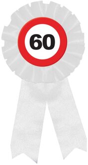 Rozet Verkeersbord 60 Jaar Rood - Zalm, Wit - Transparant