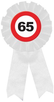 Rozet Verkeersbord 65 Jaar Rood - Zalm, Wit - Transparant