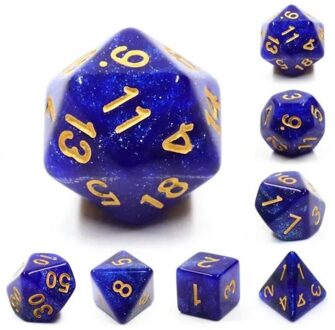 RPG Dice Set - Black & Blue Galaxy