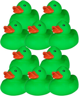 Rubber badeendje - 10x - Classic groen - badkamer fun artikelen - size 5 cm - kunststof
