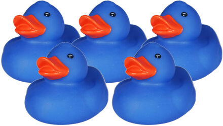 Rubber badeendje - 5x - Classic blauw - badkamer fun artikelen - size 5 cm - kunststof