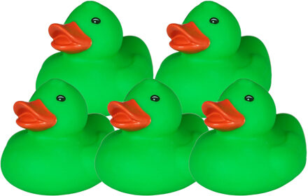 Rubber badeendje - 5x - Classic groen - badkamer fun artikelen - size 5 cm - kunststof