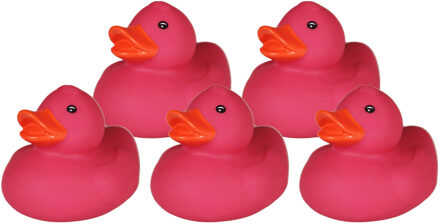 Rubber badeendje - 5x - Classic roze - badkamer fun artikelen - size 5 cm - kunststof