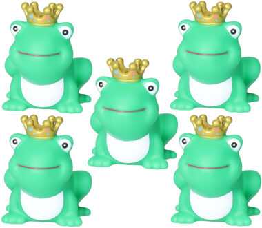 Rubber badeendje/kikker koning - 10x - Classic groen - badkamer fun artikelen - 5 cm - kunststof