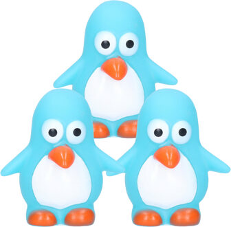 Rubber badeendje/pinguin - 3x - Classic blauw - badkamer fun artikelen - size 6 cm - kunststof - Badeendjes