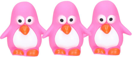 Rubber badeendje/pinguin - 3x - Classic roze - badkamer fun artikelen - size 6 cm - kunststof - Badeendjes