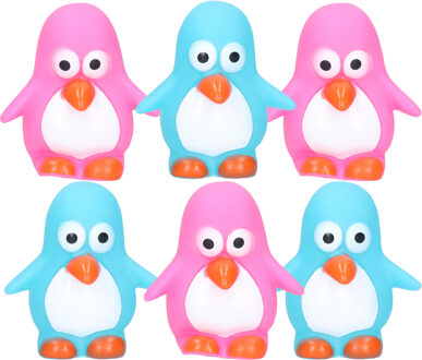 Rubber badeendjes/pinguins - 6x stuks - badkamer fun artikelen - size 6 cm - kunststof - kleurenmix - Badeendjes Multikleur