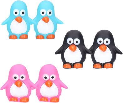 Rubber badeendjes/pinguins - 6x stuks - badkamer fun artikelen - size 6 cm - kunststof