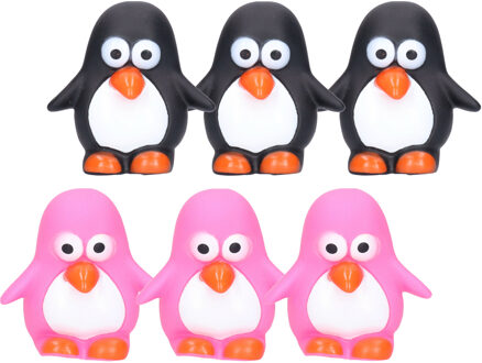 Rubber badeendjes/pinguins - 6x stuks - badkamer fun artikelen - size 6 cm - kunststof