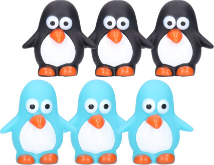 Rubber badeendjes/pinguins - 6x stuks - badkamer fun artikelen - size 6 cm - kunststof
