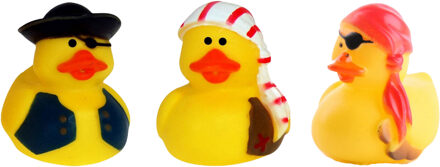 Rubber badeendjes/piraten mix - 6x stuks - badkamer fun artikelen - size 5 cm - kunststof