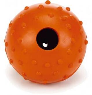 rubber bal massief met bel oranje 5 cm