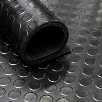 Rubber loper / rubbermat op rol Cirkel 3mm - Breedte 120 cm Zwart