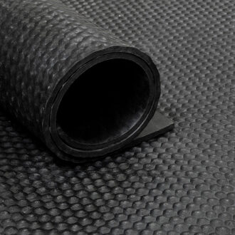 Rubber loper / rubbermat op rol Hamerslag 6mm - Breedte 180 cm Zwart