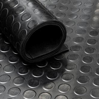 Rubber loper / rubbermat op rol - Noppen 3 mm - Breedte 140 cm Zwart