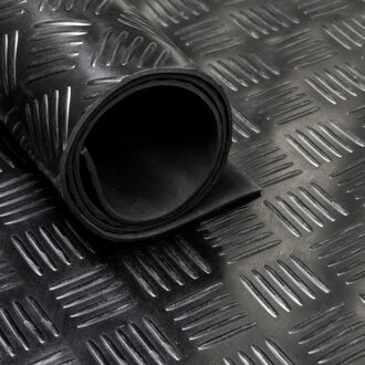 Rubber loper / rubbermat op rol Traanplaat 3mm - Breedte 140 cm Zwart