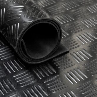 Rubber loper / rubbermat op rol Traanplaat 3mm - Breedte 60,5 cm Zwart