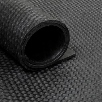 Rubber loper / rubbermat op rol van 16,5 m2 - Hamerslag 6 mm - Breedte Zwart