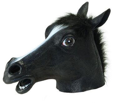 Rubber masker zwarte paarden kop Multi