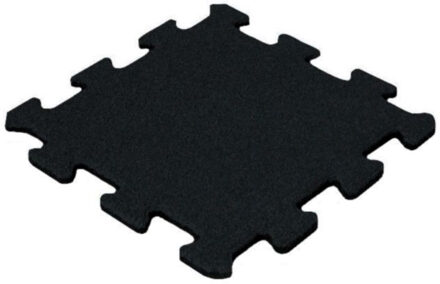 Rubber puzzel tegel 15 mm - 50 x 50 cm - Zwart - Fijn granulaat