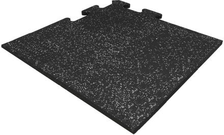 Rubber puzzel tegel - 50 x 50 cm †“ zwart SBR / grijs EPDM - Hoekstuk