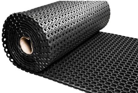 Rubber ringmat op rol - Dikte 23 mm - Breedte 100 cm Zwart