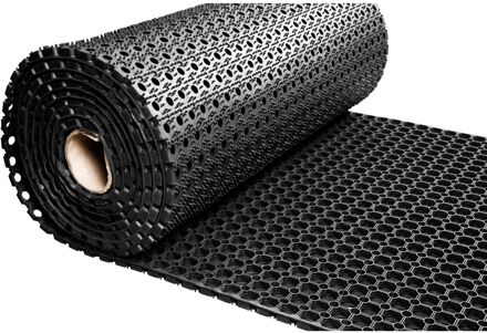 Rubber ringmat op rol - Dikte 23 mm - Breedte 100 cm Zwart