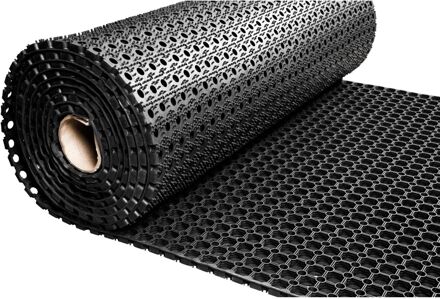 Rubber ringmat op rol - Dikte 23 mm - Breedte 120 cm Zwart