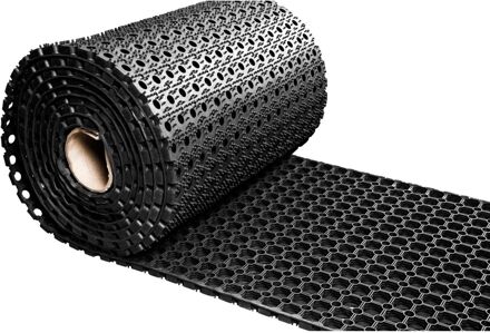 Rubber ringmat op rol - Dikte 23 mm - Breedte 60 cm Zwart