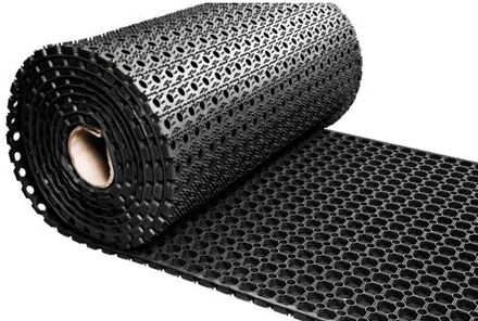 Rubber ringmat op rol - Dikte 23 mm - Breedte 80 cm Zwart