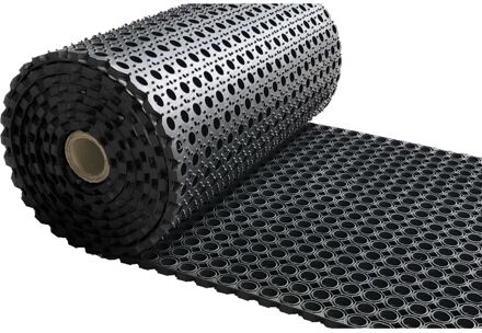 Rubber ringmat op rol - Heavy Duty - Dikte 23 mm - Breedte 80 cm Zwart