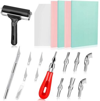 Rubber Stempel Maken Kit Stamp Carving Starter Tool Set,Linoleum Cutter Met Rubber Carving Blok, Voor Ambachtelijke Carving