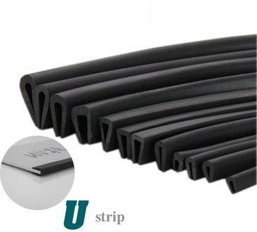 Rubber U Strip Edge Shield Encloser Bound Glass Metal Wood Panel Board Sheet for Cabinet Vehicle Thick 0.5mm - 10mm Black