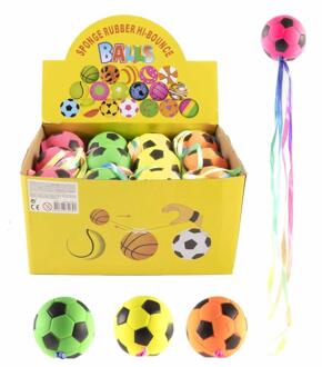 Rubberbal Ø6,3 cm met lint verschillende