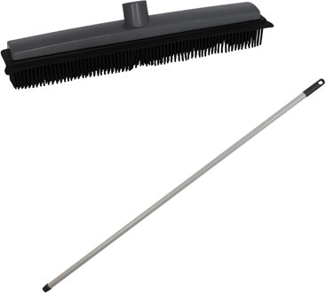 Rubberen bezem - L120 cm - rubber/metaal - grijs - kappersbezem