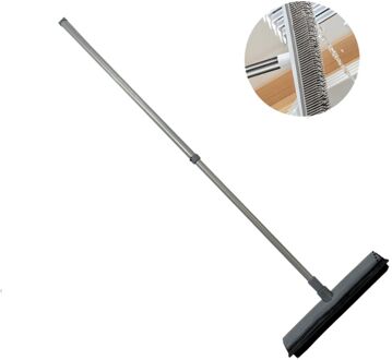 Rubberen bezem met steel - Kappersbezem - 30cm - Pet hair remover bezems - Huisdierhaar verwijderaar Bezem bi Grijs