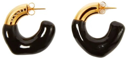 Rubberen Gouden Oorbellen met Gelaserd Logo Sunnei , Black , Dames - ONE Size