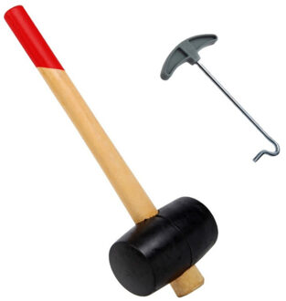 Rubberen hamer / campinghamer 730 gram met haringen uittrekker - Action products