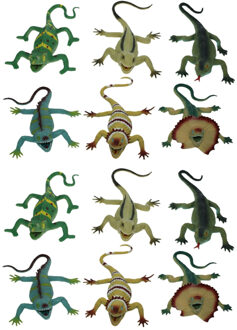 Rubberen nep hagedis - Set van 4x stuks - 33 cm - Plastic - stretch speelgoed - deco dieren