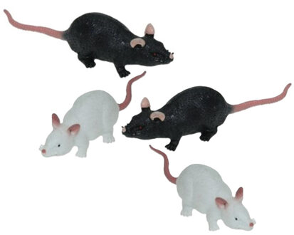Rubberen nep/namaak dieren - 4x - ratten - 11 cm - halloween enge dieren