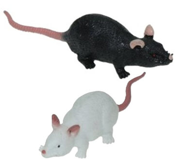 Rubberen nep/namaak dieren rat 11 cm wit - Fopartikelen