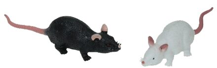 Rubberen nep/namaak dieren rat 11 cm wit - Fopartikelen