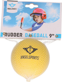 Rubberen speelgoed honkbal geel 9 cm - Honkbalsets