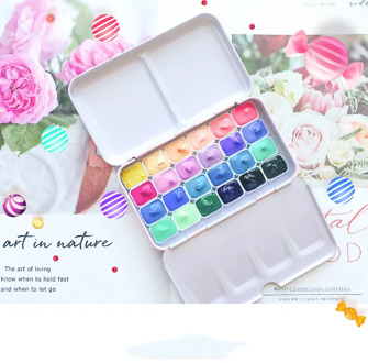 Rubens candy color 24 color watercolor paint packaging hand account novice watercolor mini packaging paint plastic box