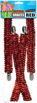 Rubies Bretels - rood glitter - unisex/volwassenen - Carnaval accessoires