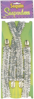 Rubies Bretels - zilver glitter - unisex/volwassenen - Carnaval verkleed accessoires