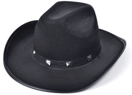 Rubies Carnaval verkleed hoed voor een cowboy - met studs - zwart - polyester - heren/dames