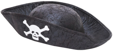 Rubies Carnaval verkleed hoed voor een Piraat - zwart - polyester - kinderen