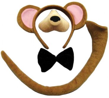 Rubies Carnaval verkleed set aap - diadeem/strik/snuit/staart - bruin - voor kinderen - dieren Camel bruin