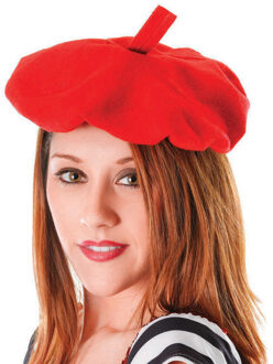 Rubies Franse baret - rood - polyester - voor volwassenen - Carnaval accessoires